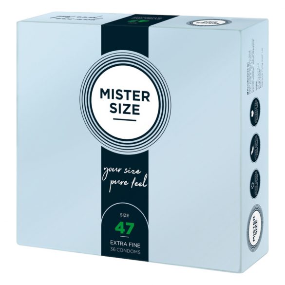 Mister Size plonas prezervatyvas - 47mm (36vnt)