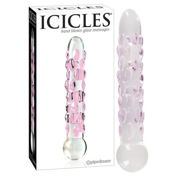 Icicles Nr. 7 - karoliukais puoštas stiklinis dildo