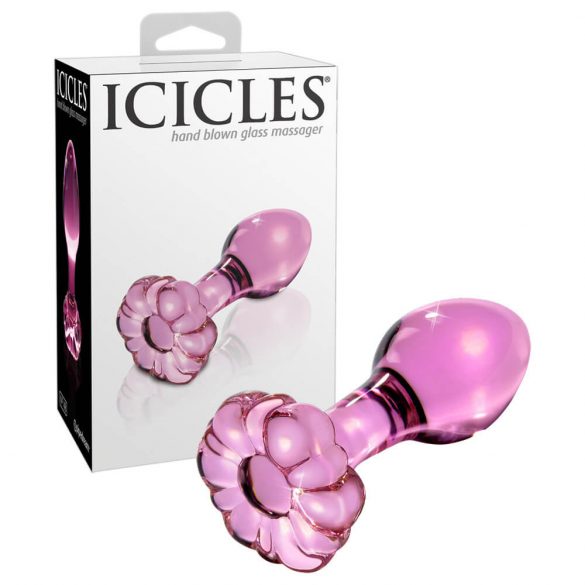 Icicles No. 48 - plug anal en verre floral (rose)