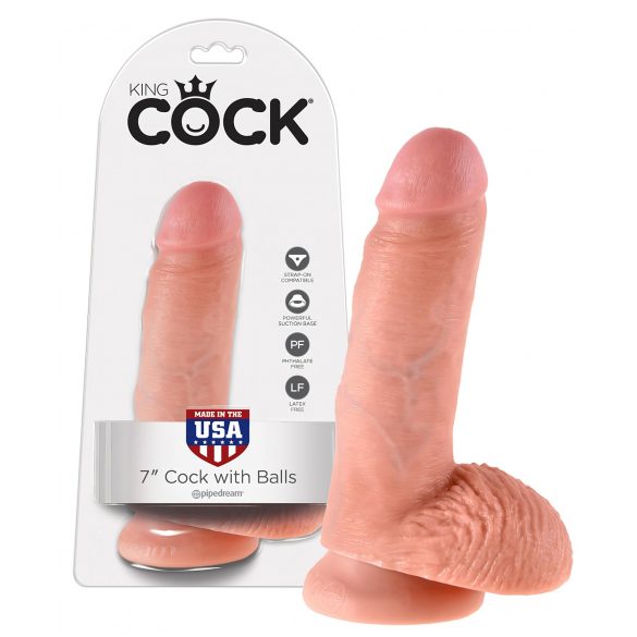 Dildo King Cock 18 cm avec testicules - naturel