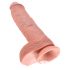 King Cock 10 jąder duże dildo (25 cm) - naturalne