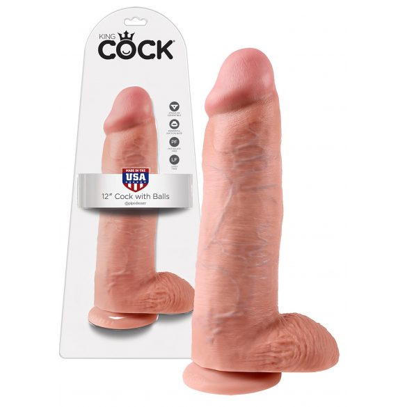 Dildo King Cock 30 cm avec testicules - naturel