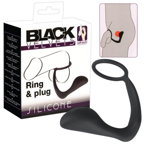 Inel penian cu deget anal Black Velvet (negru)