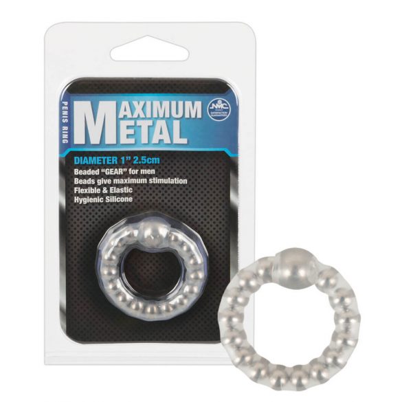 Anello fallico in silicone trasparente con sfere metalliche "Effetto Massimo"