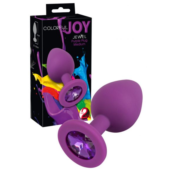 Dildo anal de silicon Colorful JOY - mărime medie (mov)