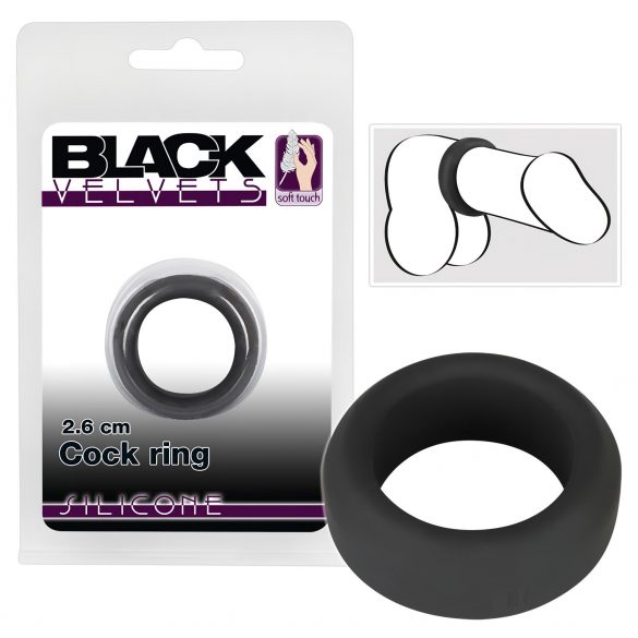 Black Velvet - Thick-Walled Cock Ring (2.6cm) - Black