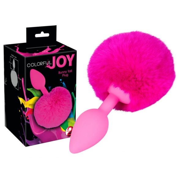 JOY Colorat - Dildo anal cu codiță de iepure (roz)