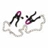 Bad Kitty - Nipple Clamps with Chain (Purple-Black)