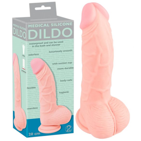 Medisch - siliconen dildo (20cm) - natuurlijk