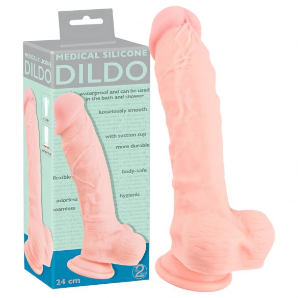 Medicinsk silikon dildo (24cm) - natur