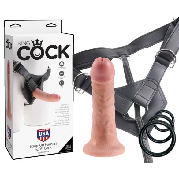 Dildo Realistico King Cock con Imbracatura 6 - Strap-On Naturale