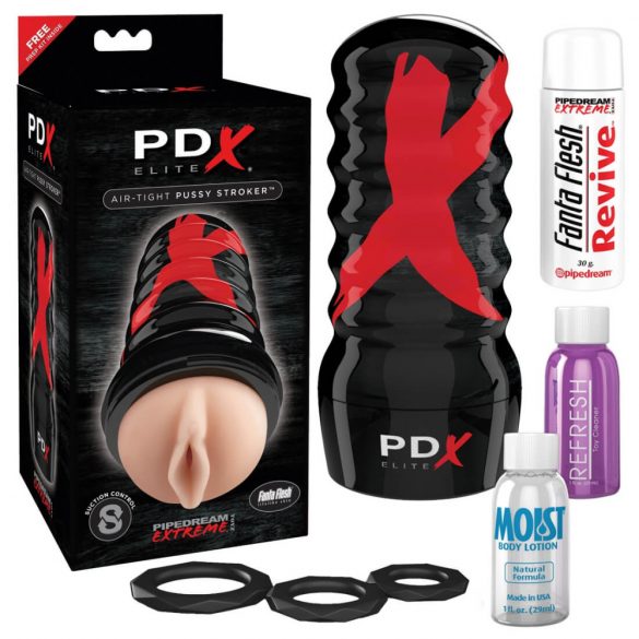 PDX Elite Air-Tight Pussy - ręczny masturbator ssący do cipki (naturalny)