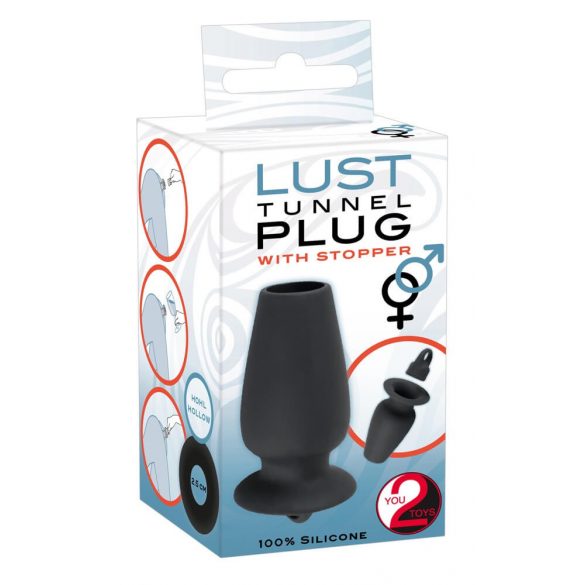 You2Toys - Lust Tunnel - Hollow Anal Expander Dildo with Plug (Black)