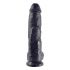 King Cock 25 cm pénisz - fekete (avec testicules)