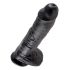 King Cock 25 cm pénisz - fekete (avec testicules)