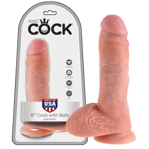 King Cock 8 met ballen dildo (20 cm) - naturel