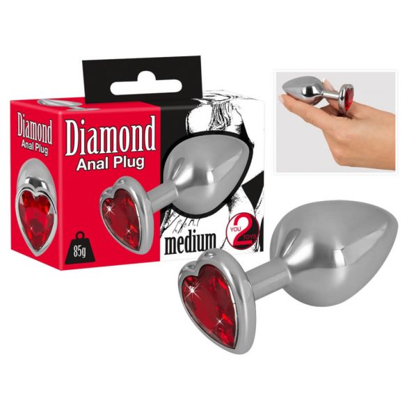 Dildo Anale in Alluminio "Diamond" You2Toys - 85g Argento-Rosso