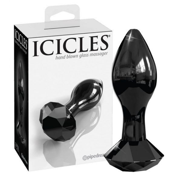 Icicles No. 78 - kónické sklenené análne dildo (čierne)