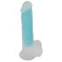 You2Toys Glow in the Dark - saugnapfbasierter, leuchtender Dildo mit Hoden (Blau)