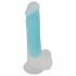 You2Toys Glow in the Dark - dildo za osvjetljavanje testisa s vakuumom (plavi)