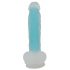 You2Toys Glow in the Dark - Suction Cup Glowing Dildo with Testicles (Blue)