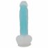 You2Toys Glow in the Dark - Suction Cup Glowing Dildo with Testicles (Blue)