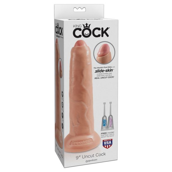 King Cock 9 Vorhaut Simulator - realistischer Dildo (23 cm) - Naturfarbe