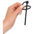 Silicone Glans Ring with Hollow Urethral Rod (Black)