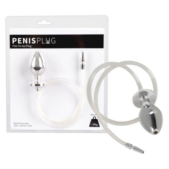 Piss to Ass Plug - duté oceľové análne dildo s dilatátorom