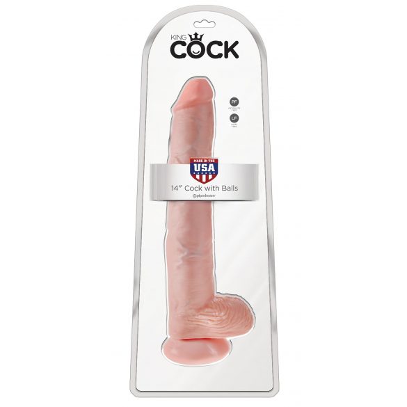 King Cock 14 duże dildo z jądrami (35 cm) - naturalne