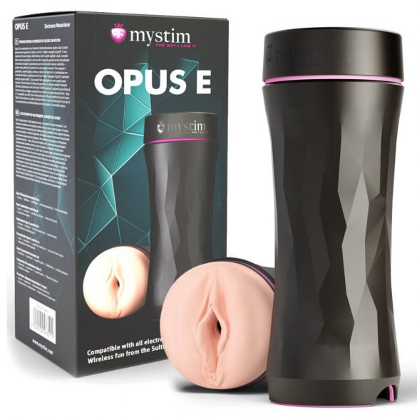 mystim Opus E Vagina - masturbator electro cu aspect vaginal (natural-negru)