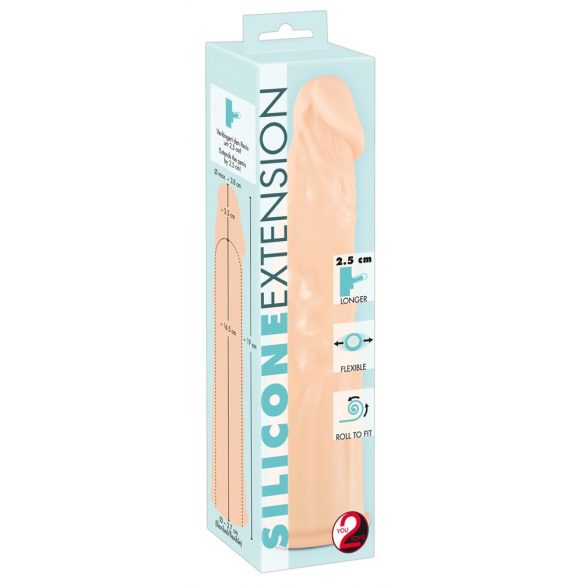 You2Toys Silicone - Extending Penis Sleeve (Natural) - 19cm