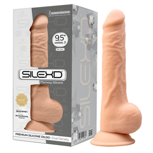 Silexd 9,5 - dildo z objemko - 24 cm (naravni)