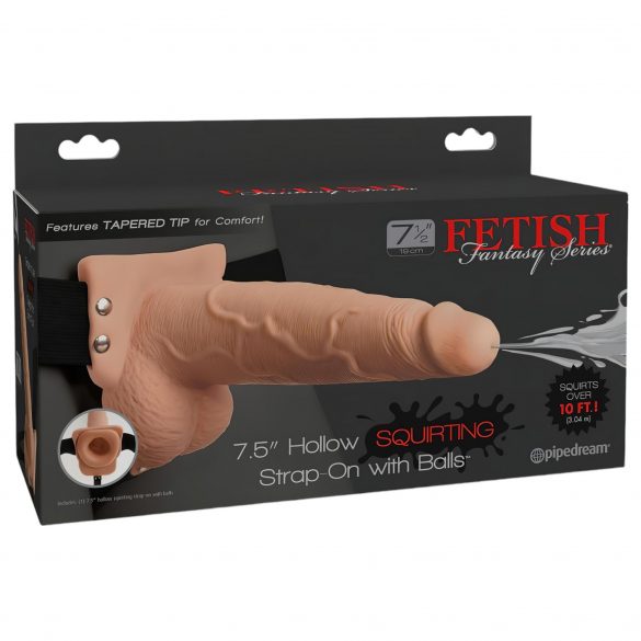 Squirting Hollow Strap-On Dildo 7.5 (Natural)