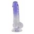 Crystal Clear - dildo s testisima s nožicama - 19,5 cm (prozirno-ljubičasta)