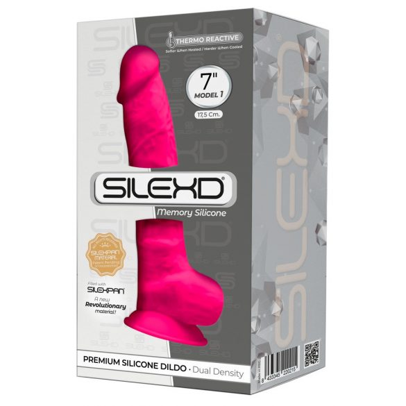 Silexd 7 - vormitav, iminapaga, munanditega dildo - 17,5cm (roosa)