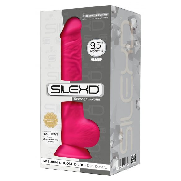 Silexd 9,5 - plastyczny, zaciskany dildo do jąder - 24 cm (różowy)