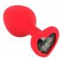 You2Toys Plug M - zwarte anaal dildo met hartvormige steen - medium (rood)