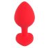 You2Toys Heart-Shaped Anal Plug M with Black Gem - Medium (Red)