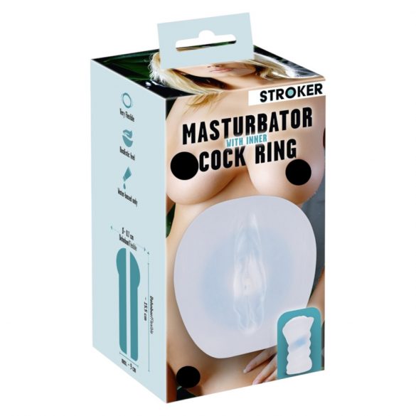 STROKER - künstliche Vagina Masturbator, mit Penisring (milchweiß)