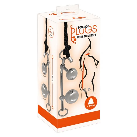 You2Toys Bondage Plugs - kovové rozpínací kuličky (149g) - stříbrné