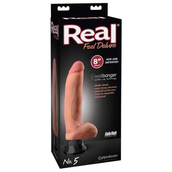 Real Feel Deluxe No.5 - realistisk dildo med pung (naturligt)