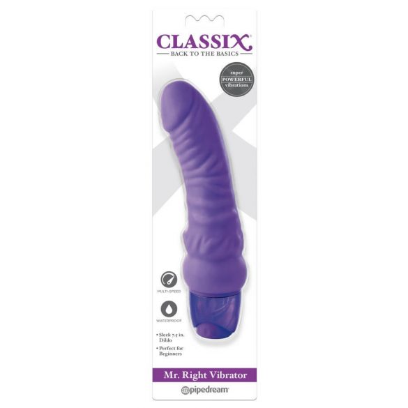 Classix Mr. Right - siliconen penis vibrator voor beginners (paars)