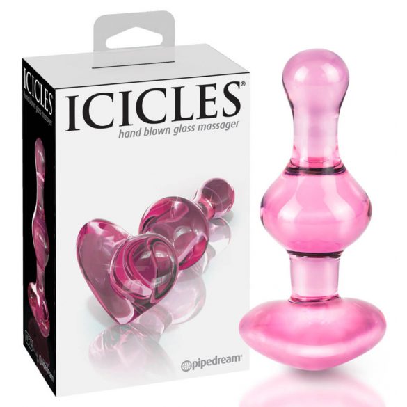 Icicles No. 75 - sklenené análne dildo v tvare srdca (ružové)