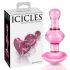 Icicles No. 75 - rožinė širdies formos stiklinis analinis dildo