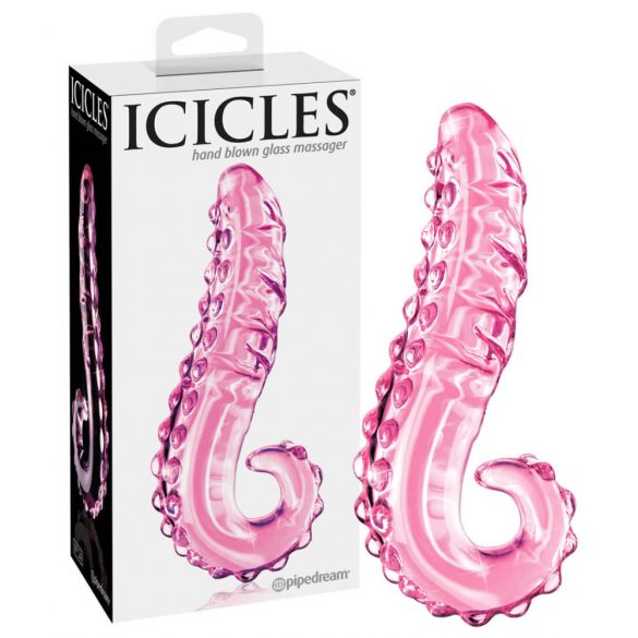 Dildo din sticlă cu nervuri Icicles Nr. 24 (roz)