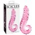 Icicles Nr. 24 - rausvas stiklinis dildo su briaunotu liežuvio forma