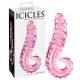 Icicles No. 24 - ribbed tongue glass dildo (pink)