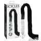 Icicles No. 38 - glass dildo with leather whip (transparent-black)