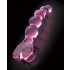 Icicles No. 43 - sklenené dildo v tvare srdca s korálkami (ružové)